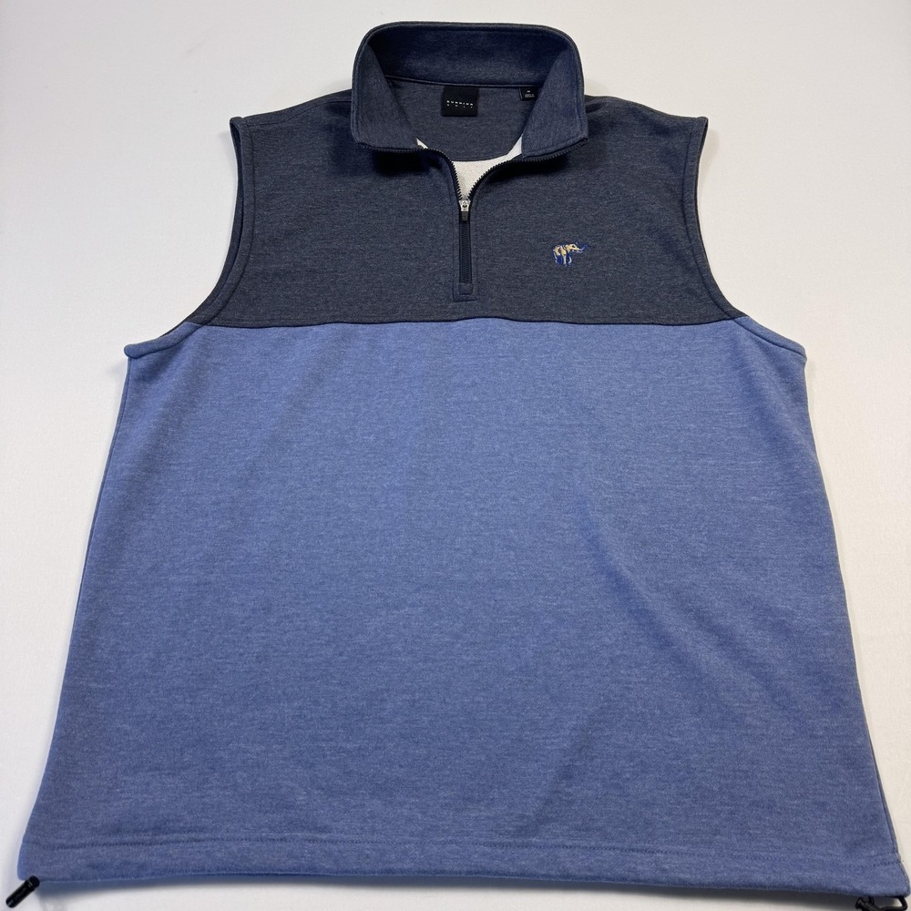 Dunning Sweater Vest Mens Medium Blue 1/4 Zip Mock Neck Golf Pullover Knit - Picture 2 of 11